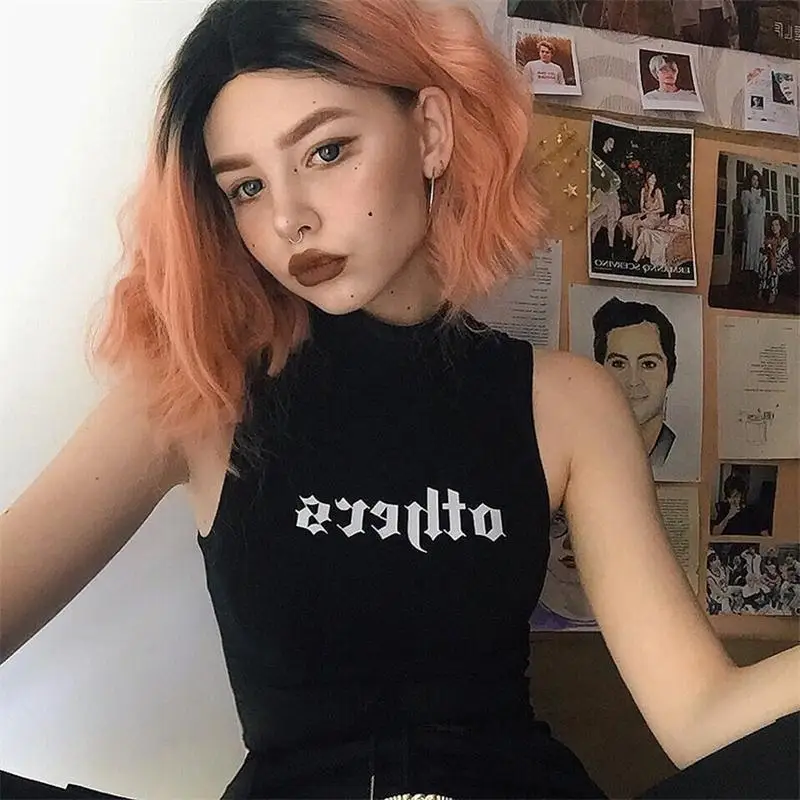 Gothic Punk Black Tank Tops Reflective Goth Letter Fashion Streetwear Summer Women Sleeveless Bodycon Sexy Female Club Tops
Gothic Punk Black Tank Tops Reflective Goth Letter Fashion Streetwear Summer Women Sleeveless Bodycon Sexy Female Club Tops