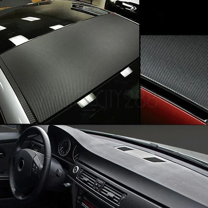 Black 3D Carbon Fiber Vinyl Car DIY Wrap 50/" x 12/" Sheet Roll Film Sticker Decal
