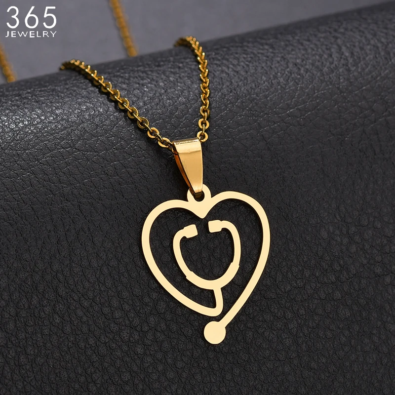 Stainless Steel Cute Medical Stethoscope Pendant Necklace For Women Hollow Heart Choker Necklace Medical Jewelry
Stainless Steel Cute Medical Stethoscope Pendant Necklace For Women Hollow Heart Choker Necklace Medical Jewelry
