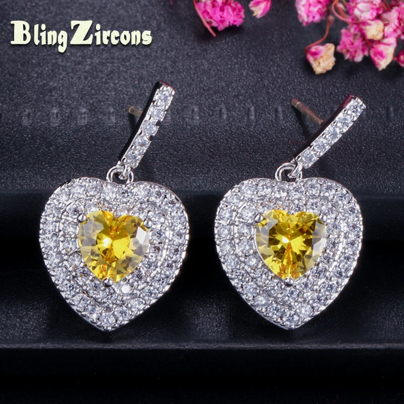 Fashion Women Sterling Silver 925 Jewelry Lovely Heart Cut Yellow Cubic Zirconia Stone Dangle Earrings for Engagement Party E048
Fashion Women Sterling Silver 925 Jewelry Lovely Heart Cut Yellow Cubic Zirconia Stone Dangle Earrings for Engagement Party E048
