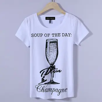 Women's printed short sleeve T-shirt with round cotton collar and diamond goblet pattern
Women's printed short sleeve T-shirt with round cotton collar and diamond goblet pattern