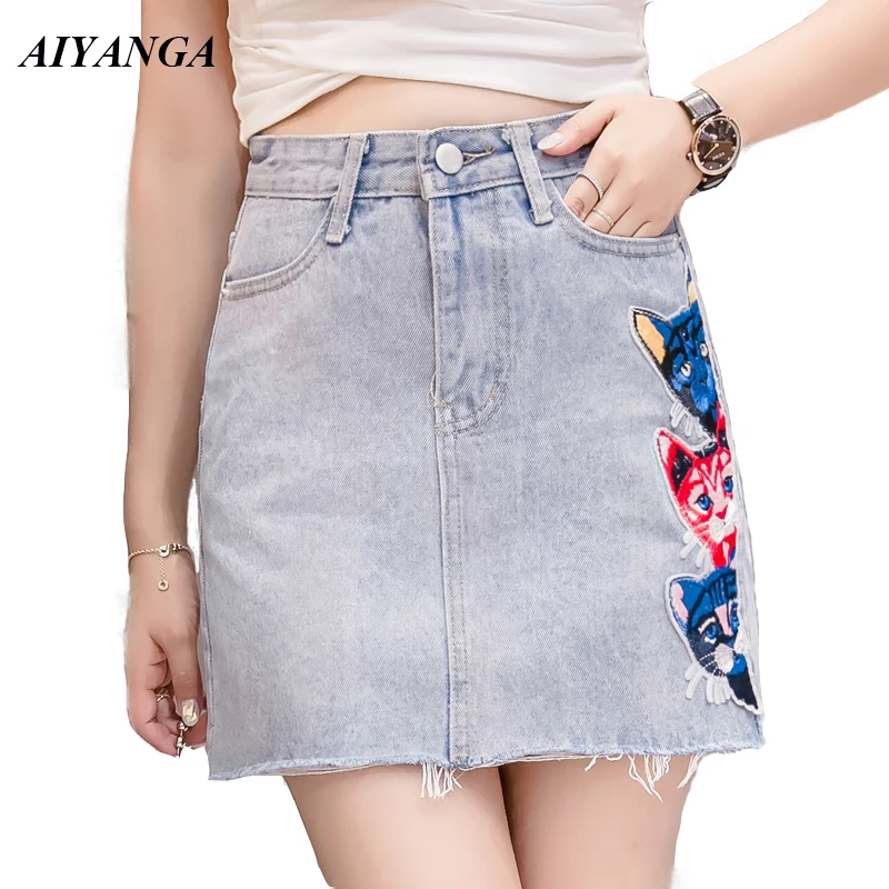 Denim Skirts Womens 2019 Spring Summer Embroidery Cats Mini Skirts Lady High Waist Short Style Slim package Hip Skirt Female
Denim Skirts Womens 2019 Spring Summer Embroidery Cats Mini Skirts Lady High Waist Short Style Slim package Hip Skirt Female