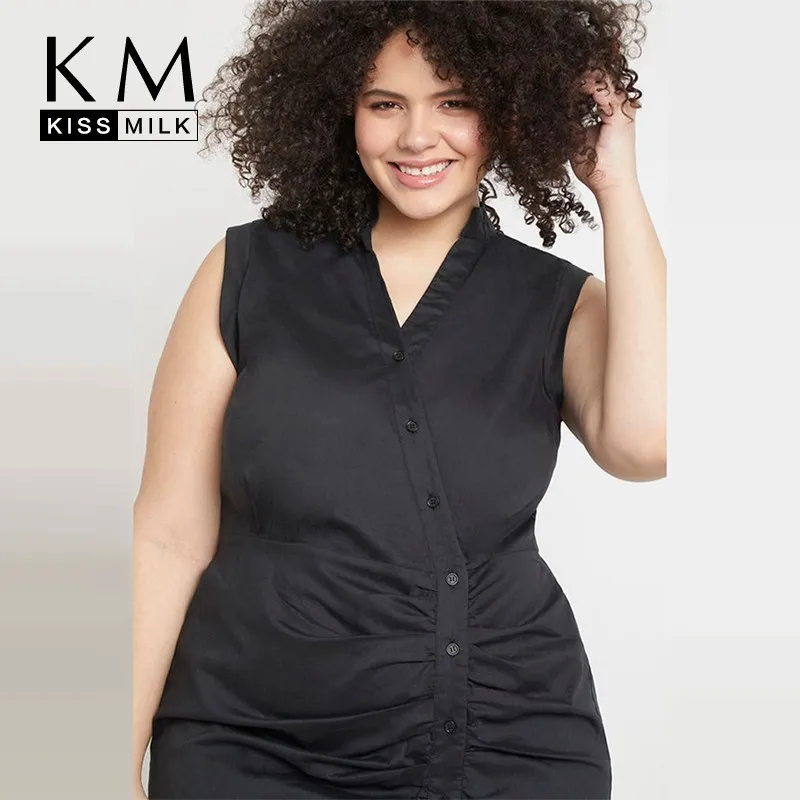 Kissmilk Plus Size Women Dresses Commuter Style V-neck Asymmetrical Button Pleated High-waist Dress
Kissmilk Plus Size Women Dresses Commuter Style V-neck Asymmetrical Button Pleated High-waist Dress