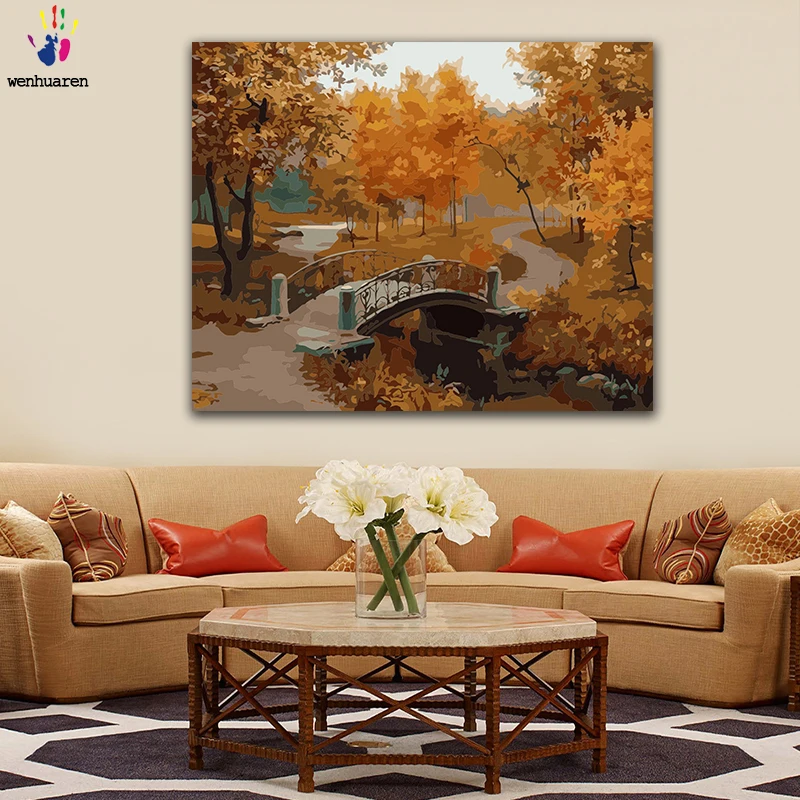 DIY colorings pictures by numbers with colors Small bridge in autumn maple fores picture drawing painting by numbers framed Home 
DIY colorings pictures by numbers with colors Small bridge in autumn maple fores picture drawing painting by numbers framed Home