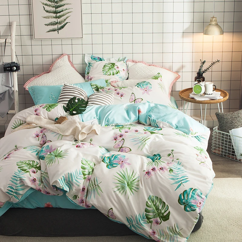 Papa&Mima Pastoral style bedding set Butterfly and leaves print 100% Cotton Queen size duvet cover flat sheet pillowcases 
Papa&Mima Pastoral style bedding set Butterfly and leaves print 100% Cotton Queen size duvet cover flat sheet pillowcases