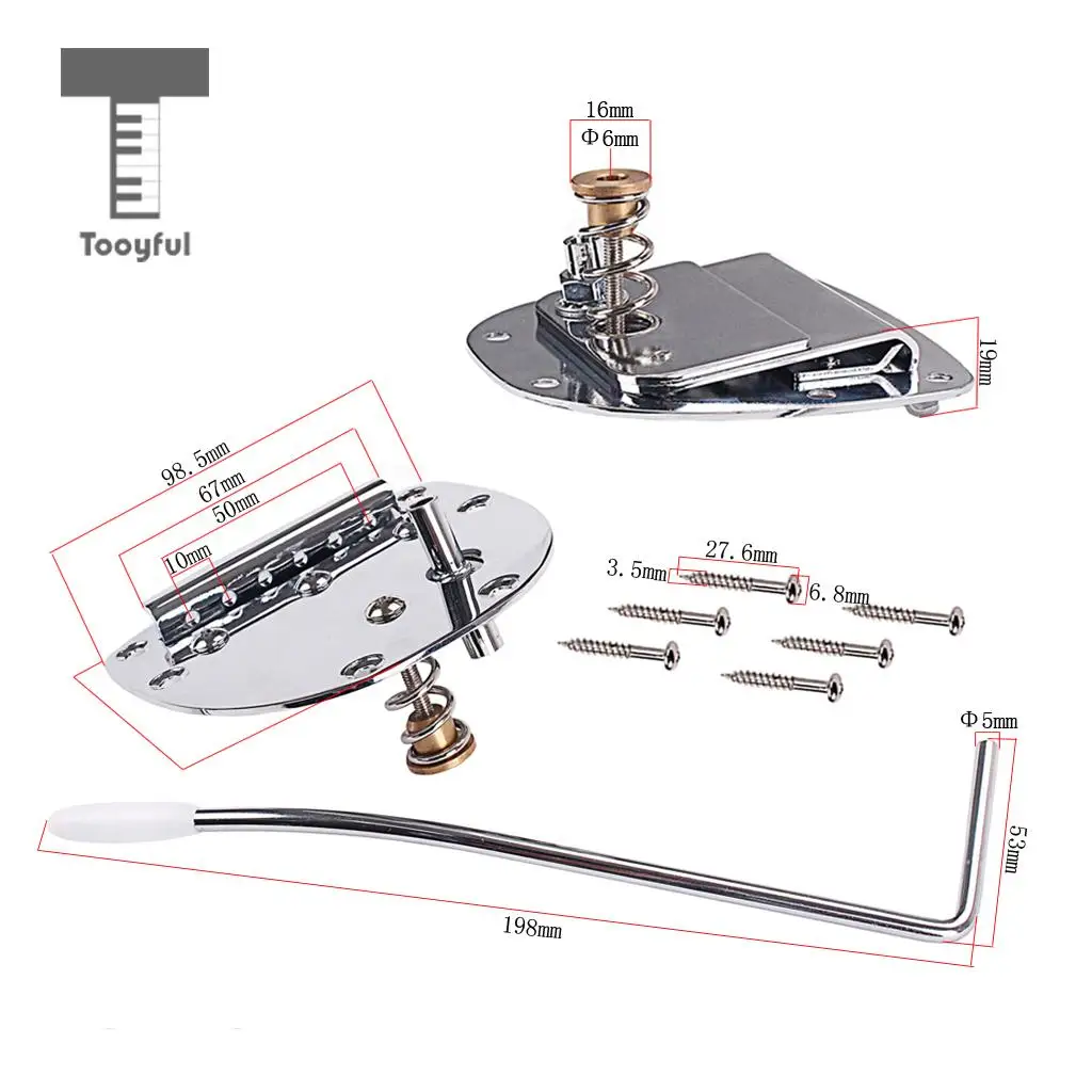 Tooyful 1 Set Guitar Tremolo Bridge Tailpiece with Whammy Bar Screws for Mustang/Jazzmaster Guitar Parts