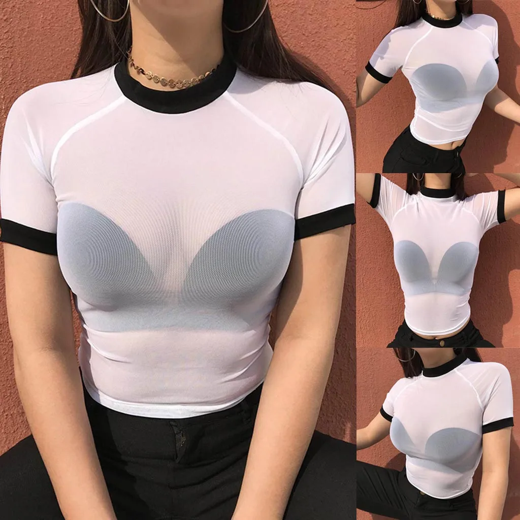 Blusas Mujer De Moda 2019 для женщин сетчатый топ экипажа средства ухода за кожей шеи стрейч