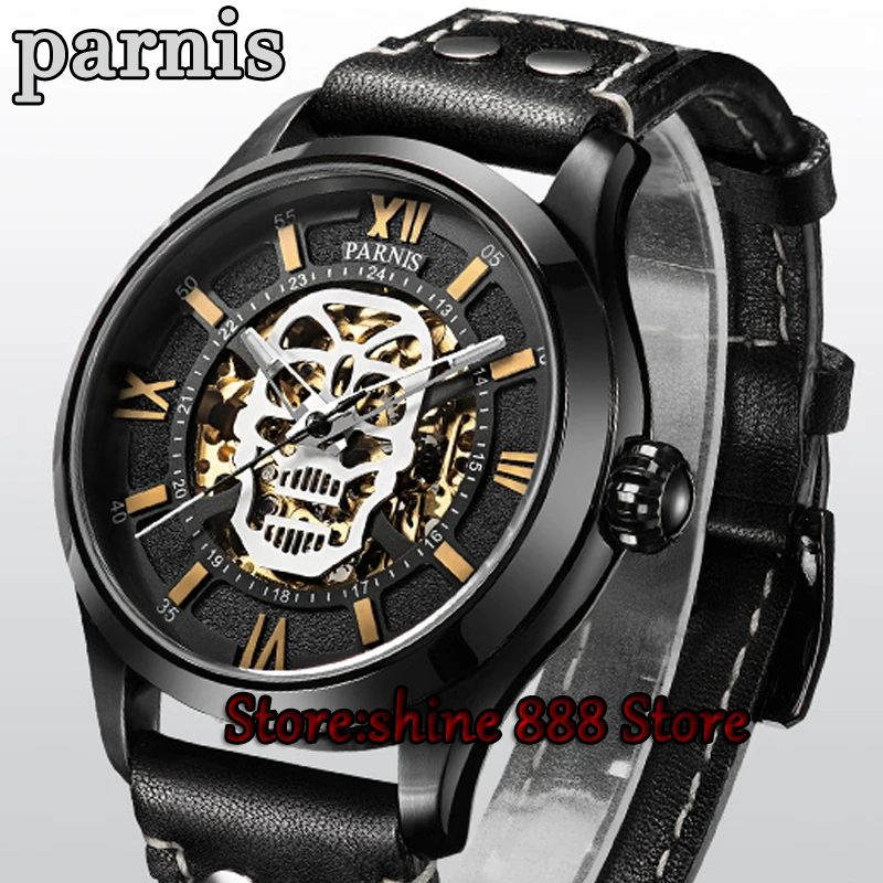 PARNIS Men Automatic Mechanical Watches 43mm Fashion Skull Miyota Automatic Watch Men Skeleton Power Reserve Sapphire Crystal
PARNIS Men Automatic Mechanical Watches 43mm Fashion Skull Miyota Automatic Watch Men Skeleton Power Reserve Sapphire Crystal
