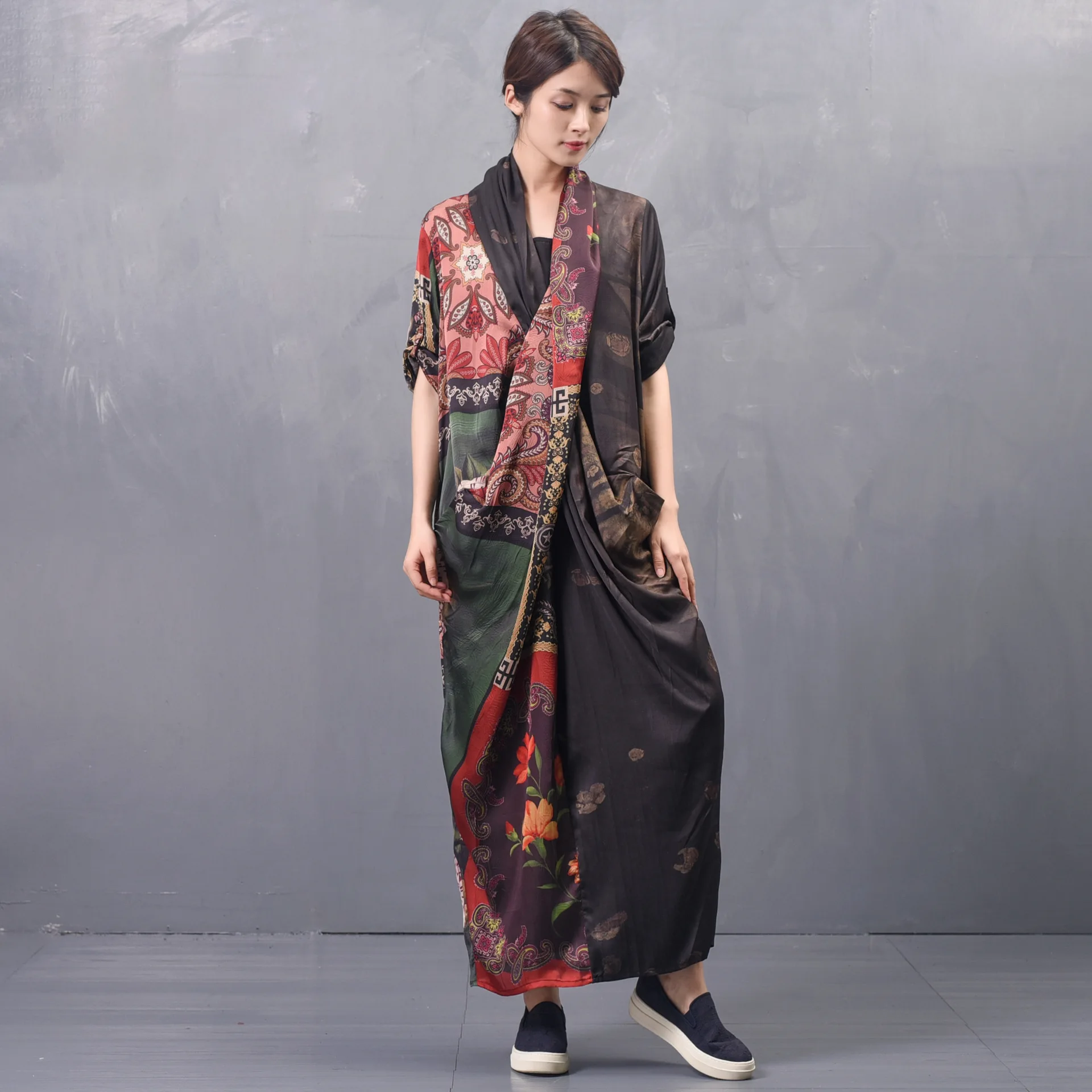 Women Spring Summer Thin Patchwork Dress Ladies Elegant Irregular Print Dresses Female Retro Silk Chiffon Cross Dress 2019
Women Spring Summer Thin Patchwork Dress Ladies Elegant Irregular Print Dresses Female Retro Silk Chiffon Cross Dress 2019