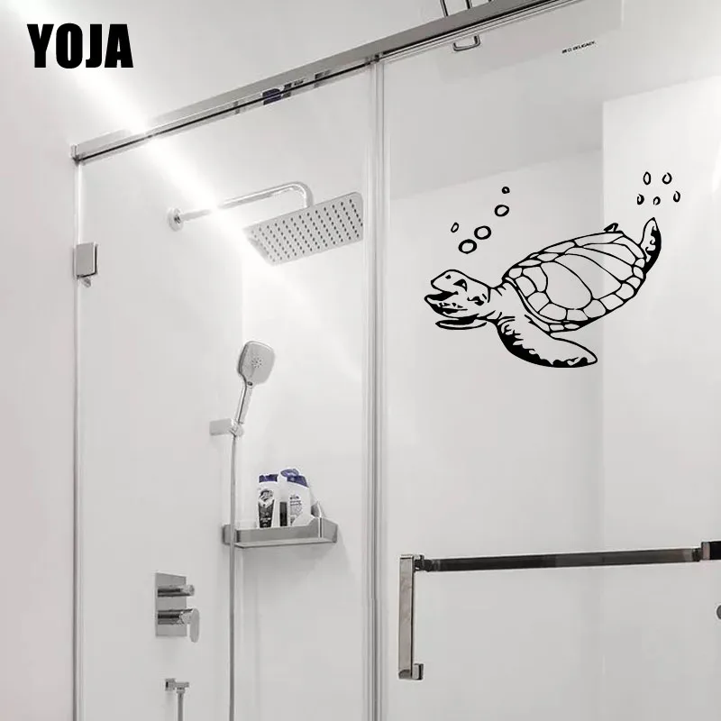YOJA 20x26CM Smiling Turtle Bathroom Shower Glass Decal Home Room Decoration Wall Sticker G2-0439 | Дом и сад