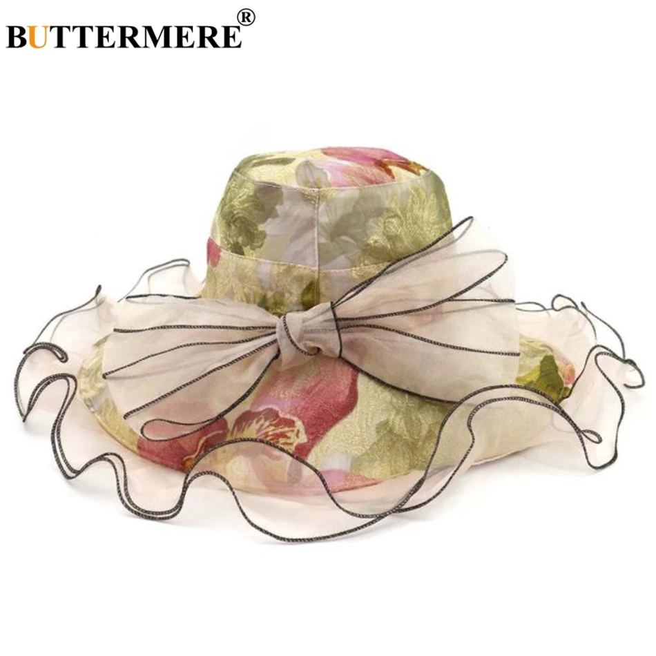 BUTTERMERE Print Women Organza Sun Hat Bowknot Elegant Ladies Church Hats Female Ruffle Fashion Wide Brimmed Hats
BUTTERMERE Print Women Organza Sun Hat Bowknot Elegant Ladies Church Hats Female Ruffle Fashion Wide Brimmed Hats