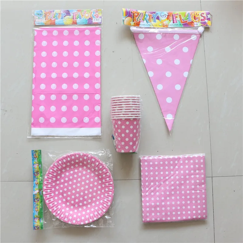63pcs\lot Birthday Party Decoration Pink Polka Dots Theme Flags Kids Favors Plates Tablecloth Cups Baby Shower Napkins Supplies
63pcs\lot Birthday Party Decoration Pink Polka Dots Theme Flags Kids Favors Plates Tablecloth Cups Baby Shower Napkins Supplies