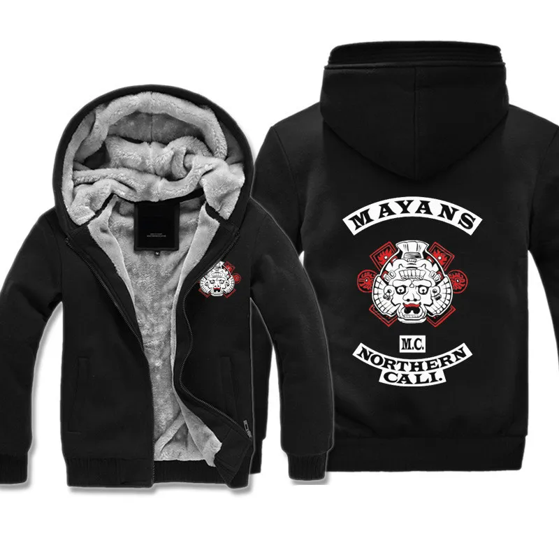 Hot Sale Autumn Winter Sons of Anarchy Mayans Mc Northern Cali Warm Hoodie Zipper Sweatshirt Men Women Hoody Jacket
Hot Sale Autumn Winter Sons of Anarchy Mayans Mc Northern Cali Warm Hoodie Zipper Sweatshirt Men Women Hoody Jacket