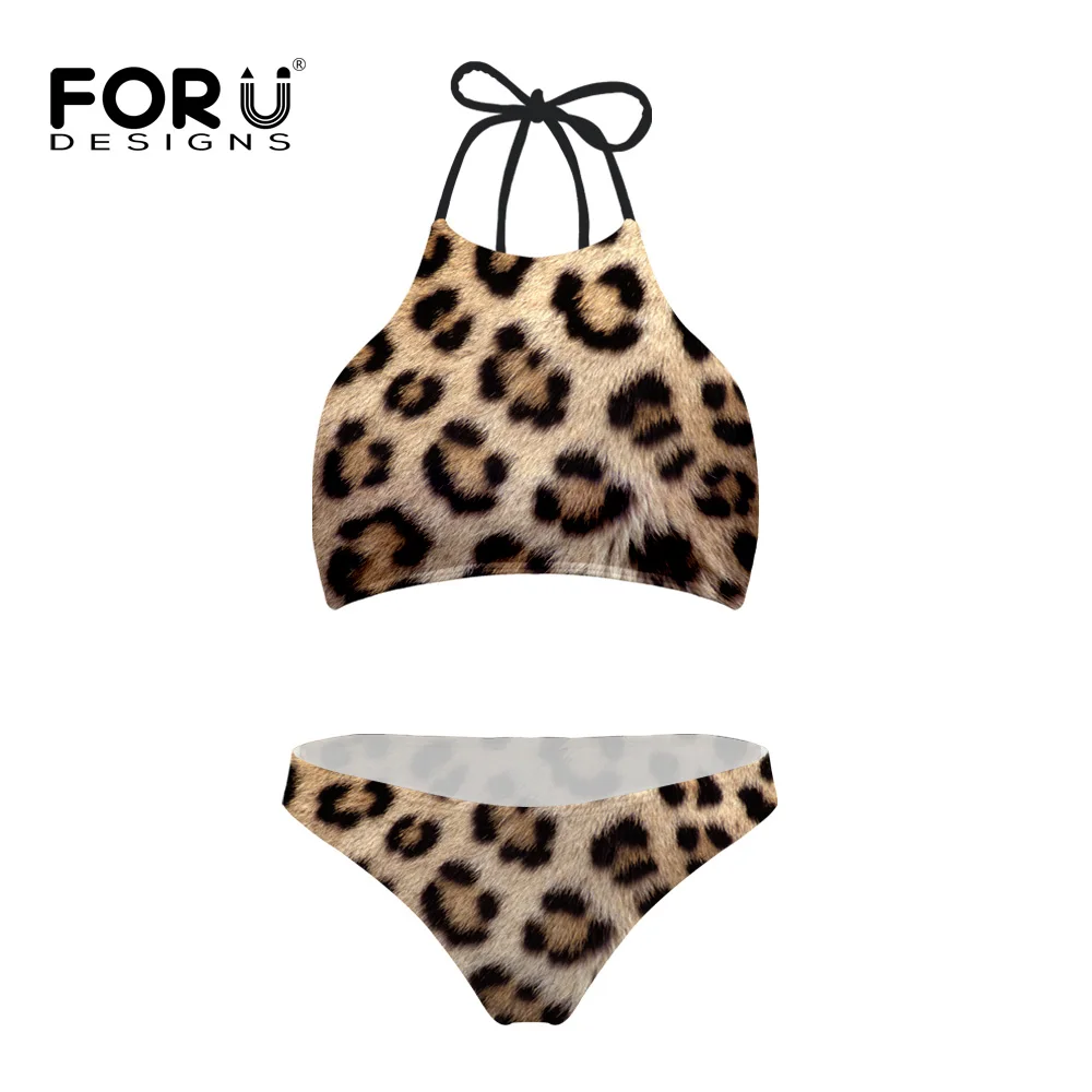 FORUDESIGNS/3D леопардовые купальные Костюм спортивный купальник женский с высоким