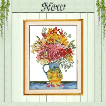 Blossom colorful flowers vase decor painting counted print on canvas DMC 11CT 14CT kits Cross Stitch embroidery needlework Sets
Blossom colorful flowers vase decor painting counted print on canvas DMC 11CT 14CT kits Cross Stitch embroidery needlework Sets