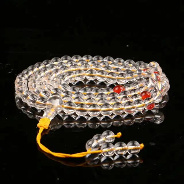Mala de méditation de yoga en cristal clair naturel, fil de 108 perles de haute qualité, 8mm, BRO899 1