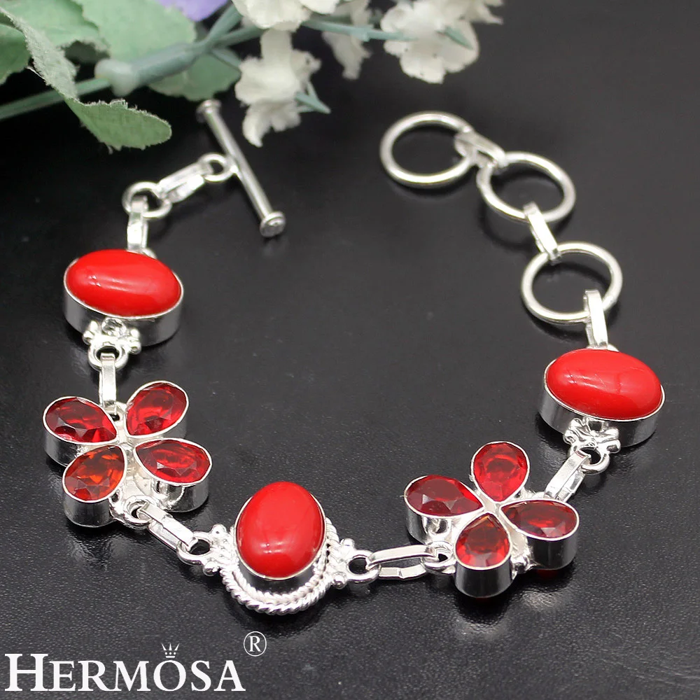 Romantic Jewelry Red Coral Garnet925 Sterling Silver Women Links Bracelet 7.5 Inch Free Shipping TF211
Romantic Jewelry Red Coral Garnet925 Sterling Silver Women Links Bracelet 7.5 Inch Free Shipping TF211