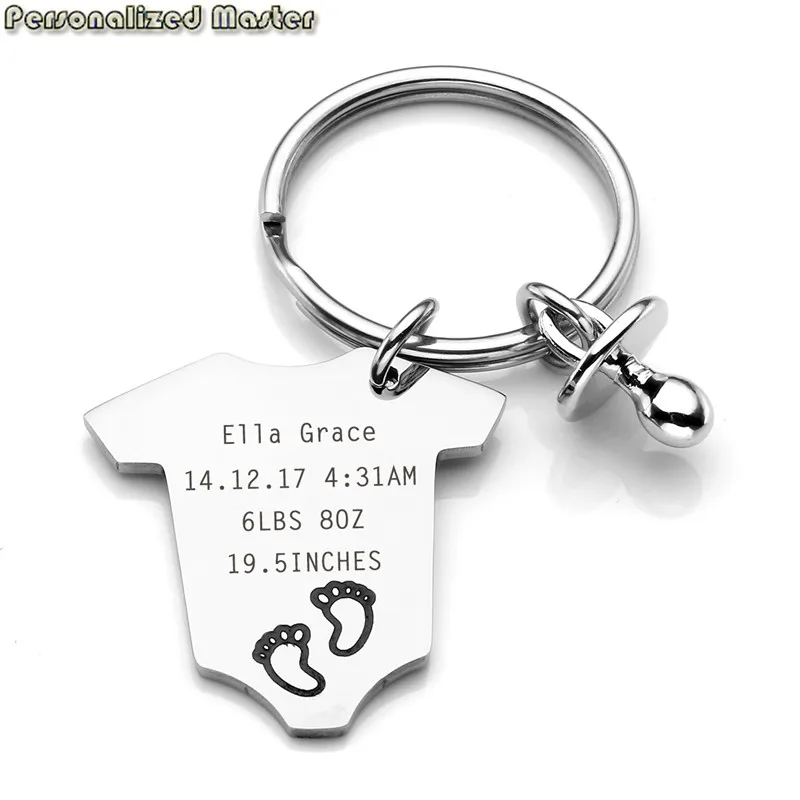 Personalized Master Customized Stainless Baby Statistics Jumpsuits Pacifier Charm Footprint Birth Announcement Keychain gift
Personalized Master Customized Stainless Baby Statistics Jumpsuits Pacifier Charm Footprint Birth Announcement Keychain gift