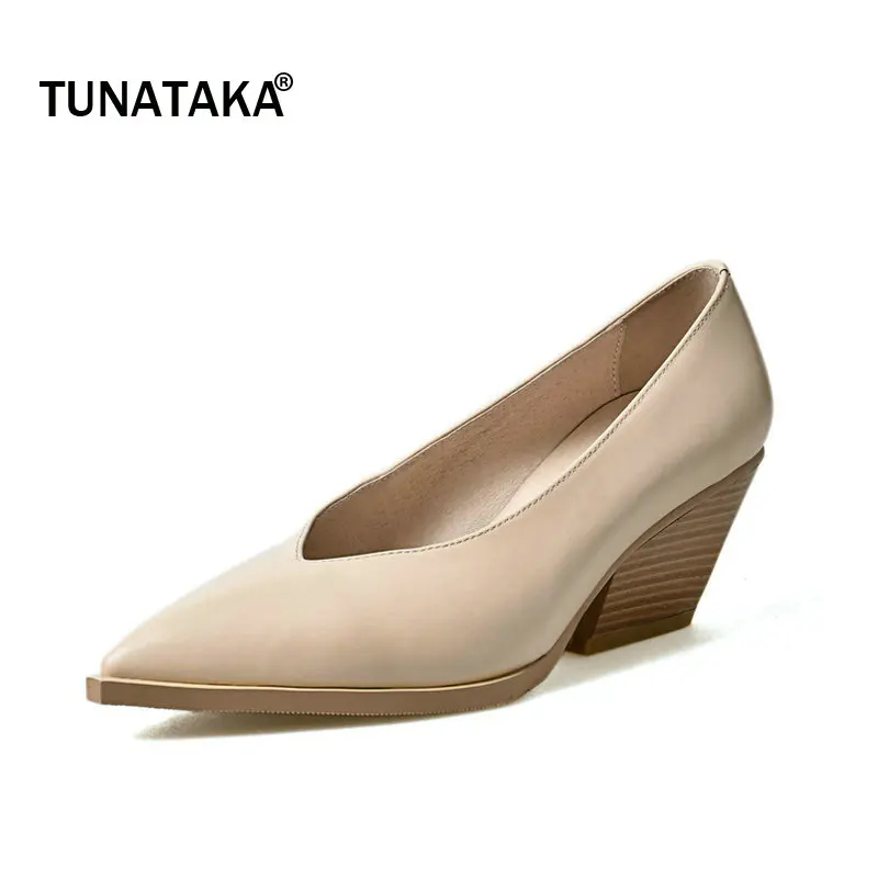 Genuine Leather Comfort Hoof Heel Woman Lazy Pumps Fashion Shallow Dress High Heel Shoes Spring Autumn Woman Shoes Black Apricot
Genuine Leather Comfort Hoof Heel Woman Lazy Pumps Fashion Shallow Dress High Heel Shoes Spring Autumn Woman Shoes Black Apricot