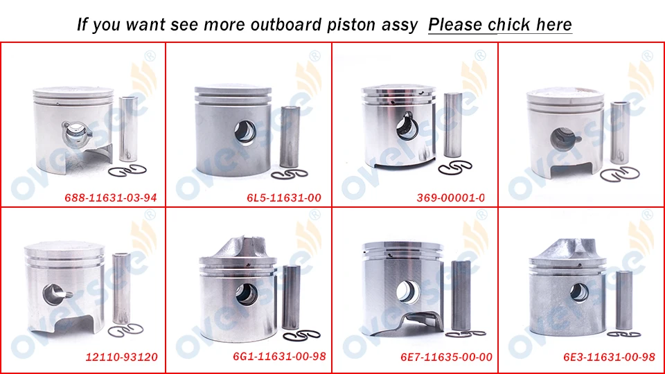 6G1-11631-00-98 Piston Set D:50mm For Yamaha 6HP 8HP Outboard Engine boat Motor brand new aftermarket Part 