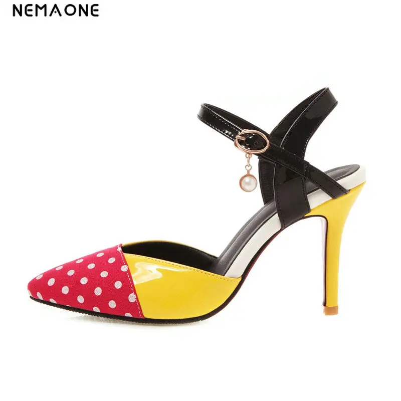 NEMAONE Summer high heel shoes woman sandals polka dot ladies party dress shoes woman poined toe Sandals Large size women shoes 
NEMAONE Summer high heel shoes woman sandals polka dot ladies party dress shoes woman poined toe Sandals Large size women shoes