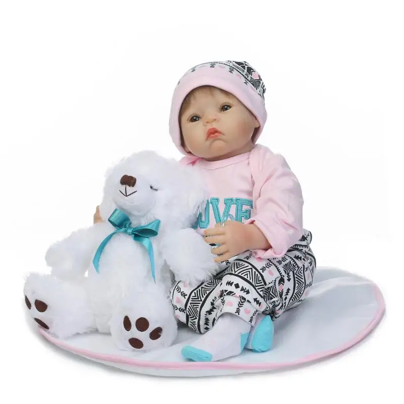 NPKCOLLECTION realistic reborn babies dolls toys 22"soft silicone reborn baby doll with white bear for children gift bebe dolls
NPKCOLLECTION realistic reborn babies dolls toys 22"soft silicone reborn baby doll with white bear for children gift bebe dolls