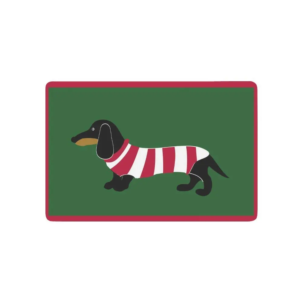 

Animal Anti-slip Door Mat Home Decor, Dachshund in Stripes Indoor Outdoor Entrance Doormat Rubber Backing