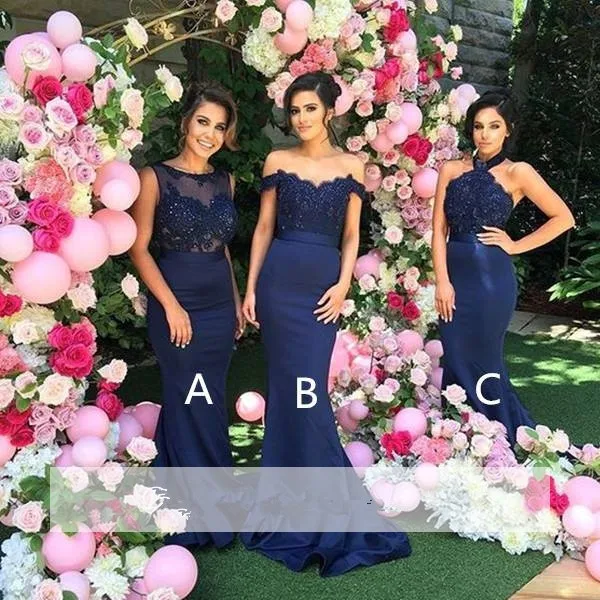 Navy Blue 2019 Cheap Bridesmaid Dresses Under 50 Mermaid Off The Shoulder Lace Beaded Long Wedding Party Dresses
Navy Blue 2019 Cheap Bridesmaid Dresses Under 50 Mermaid Off The Shoulder Lace Beaded Long Wedding Party Dresses