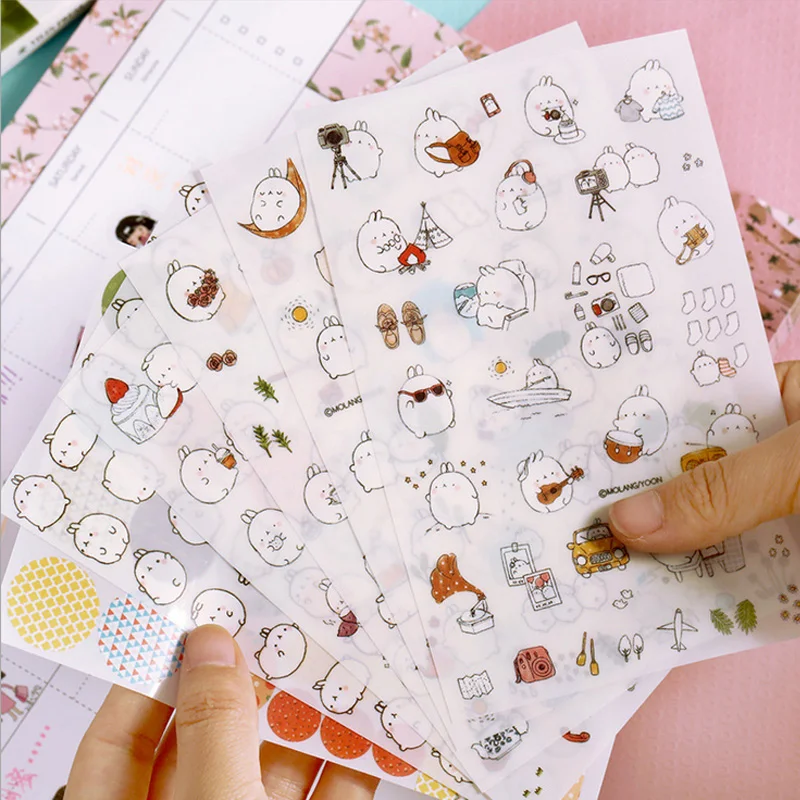 6 pcs/lot cute molang rabbit PVC paper sticker package DIY diary decoration sticker album scrapbooking
6 pcs/lot cute molang rabbit PVC paper sticker package DIY diary decoration sticker album scrapbooking