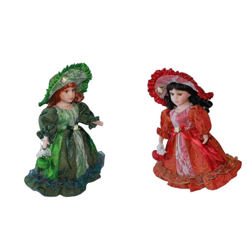 30cm Victorian Ceramic Female Doll with Long Princess Dress Suit Home Decor 30cm Victorian Ceramic Female Doll with Long Princess Dress Suit Home Decor