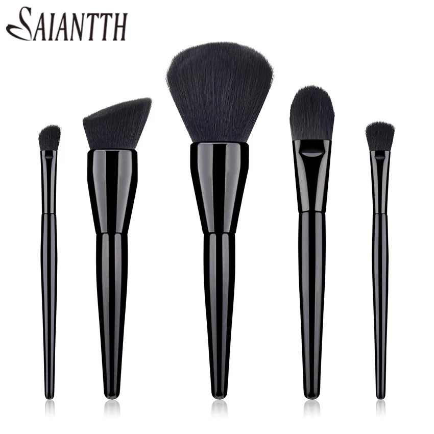 

SAIANTTH full black 5pcs makeup brushes Daily cosmetic tool powder blush foundation eyeliner eyeshadow make up pincel maquiagem