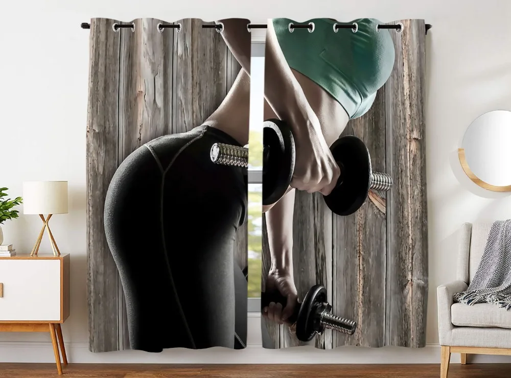 HommomH Curtains (2 Panel) Grommet Top Darkening Blackout Room Sexy Girl Fitness Dumbbell Wood Grain
HommomH Curtains (2 Panel) Grommet Top Darkening Blackout Room Sexy Girl Fitness Dumbbell Wood Grain