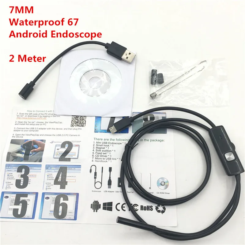 Endoscope Camera 2 in 1 USB Micro 7 MM 2M Endoscope Waterproof 6 LED Borescope Inspection Camera For Android PC Computer
Endoscope Camera 2 in 1 USB Micro 7 MM 2M Endoscope Waterproof 6 LED Borescope Inspection Camera For Android PC Computer