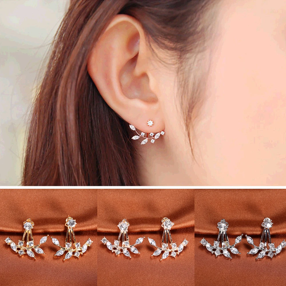2018 Aros Oorbellen Fashion Elegant Leaf Crystal Ear Jacket Double Sided Swing Zircon Stud Earrings For Women Piercing Jewelry
2018 Aros Oorbellen Fashion Elegant Leaf Crystal Ear Jacket Double Sided Swing Zircon Stud Earrings For Women Piercing Jewelry