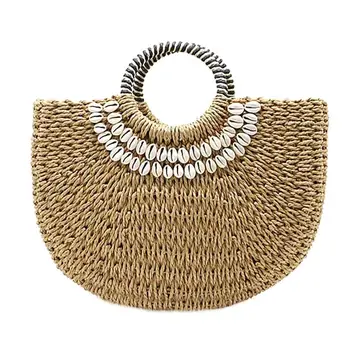Shell Moon Bag Straw Bag Women'S Straw Bag Handmade Woven Basket Wicker Summer Grass Bags Drawstring Of Totes
Shell Moon Bag Straw Bag Women'S Straw Bag Handmade Woven Basket Wicker Summer Grass Bags Drawstring Of Totes