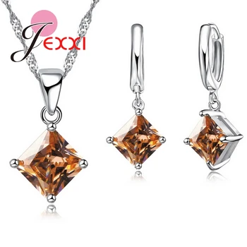 Newest Quadrilateral 925 Sterling Silver Jewelry Sets Women 8 Colors CZ Crystal Necklace/Earrings Jewelry Wholesale Price
Newest Quadrilateral 925 Sterling Silver Jewelry Sets Women 8 Colors CZ Crystal Necklace/Earrings Jewelry Wholesale Price