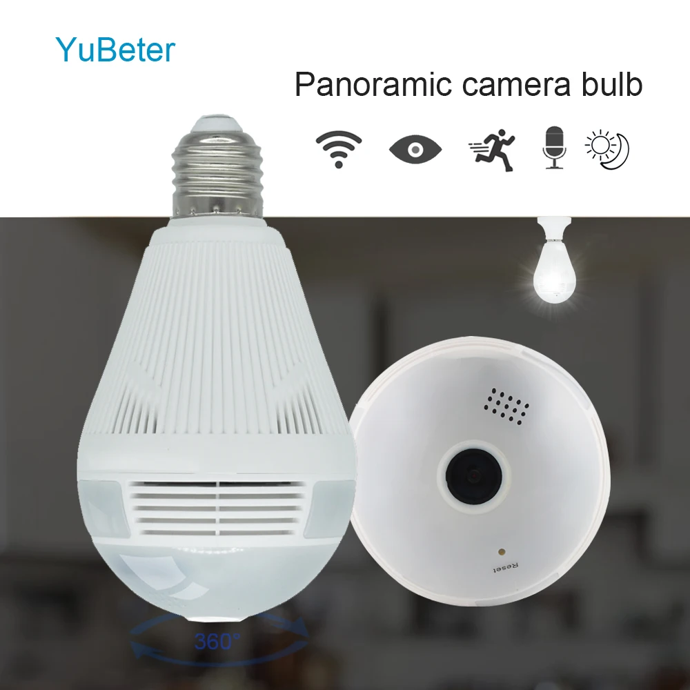 YuBeter 960p Wireless IP Camera Bulb Panoramic Camera Lamp Support Night Vision Two Way Audio Home Security Video Surveillance
YuBeter 960p Wireless IP Camera Bulb Panoramic Camera Lamp Support Night Vision Two Way Audio Home Security Video Surveillance