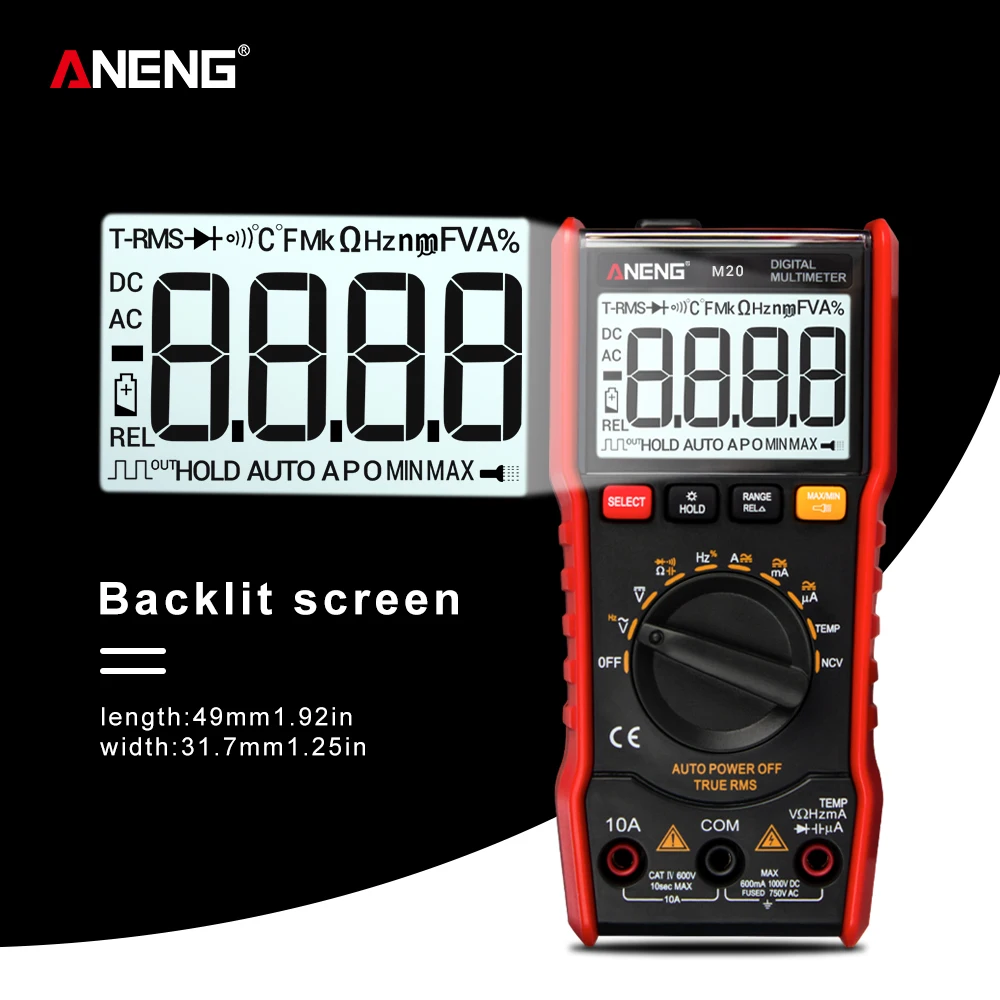 M20 True-RMS Digital Multimeter Auto Range 6000 counts With Backlight AC/DC Ammeter Voltmeter Ohm Transistor Tester multi meter
M20 True-RMS Digital Multimeter Auto Range 6000 counts With Backlight AC/DC Ammeter Voltmeter Ohm Transistor Tester multi meter