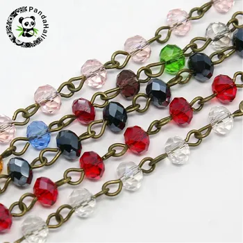 6x4mm Handmade Glass Faceted Abacus Beads Antique Bronze Chains Findings for DIY Jewelry Necklaces,1m/Strand,5Strands/lot
6x4mm Handmade Glass Faceted Abacus Beads Antique Bronze Chains Findings for DIY Jewelry Necklaces,1m/Strand,5Strands/lot