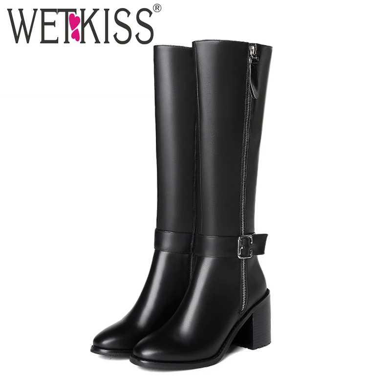 WETKISS Motorcycle Women Boot Round Toe Footwear Knee High Leather Female Boot High Heels Shoes Woman 2018 Winter Plus Size 45
WETKISS Motorcycle Women Boot Round Toe Footwear Knee High Leather Female Boot High Heels Shoes Woman 2018 Winter Plus Size 45