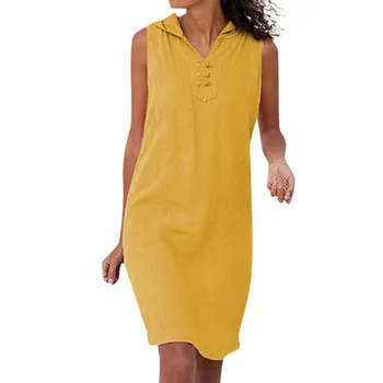 2019 MAXIORILL New Women Casual Sleeveless Solid Color V Neck Hooded Dress Beach Summer Dress плать Wholesale T3
2019 MAXIORILL New Women Casual Sleeveless Solid Color V Neck Hooded Dress Beach Summer Dress плать Wholesale T3