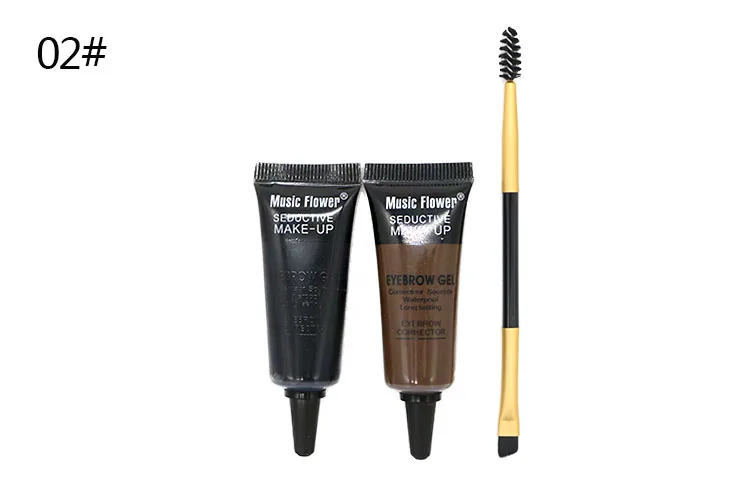 Music Flower 2 Color Eyebrow Enhancers Seductive Waterproof Eye Brow Gel With Double End Brush Long Lasting Eyes Makeup Set Kit (12)