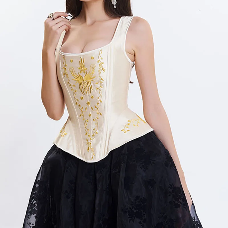 Blue Black Victorian Gothic Retro Overbust Corset Top Vest Sexy Embroidery Shoulder Strap Corsets And Bustiers Korsett For Women (25)