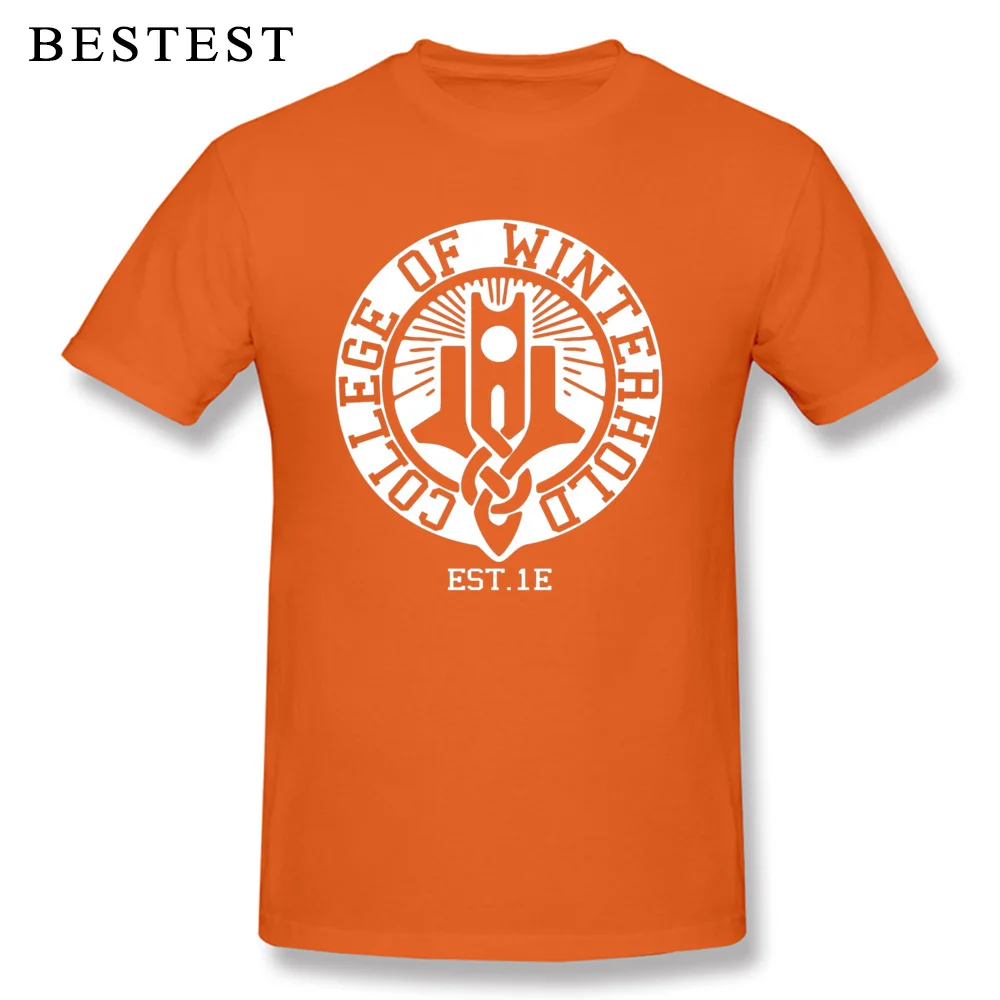 Fashionable Custom Youth Tshirts Family Summer Fall Short Sleeve Round Neck All Cotton T Shirt Summer Tees Top Quality College of Winterhold Est. 1E white 4138 orange