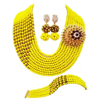 Fashion Opaque Yellow Gold Color Crysral Beads Party Necklace Earrings Sets for Women 10C-CJZ-37 
Fashion Opaque Yellow Gold Color Crysral Beads Party Necklace Earrings Sets for Women 10C-CJZ-37