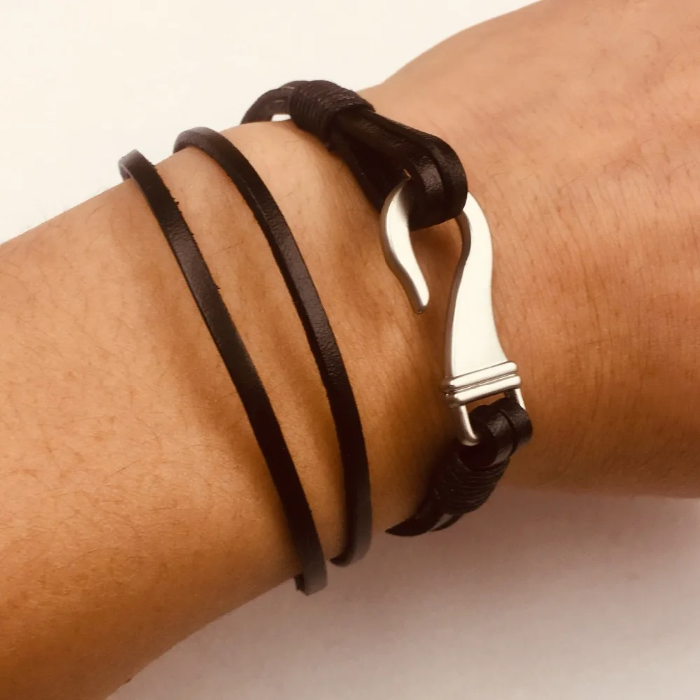 Trend Multilayer Genuine Leather Anchor Bracelet Vintage Fish Hook Charm Matt Silve Plated Jewelry For Men Women Promotion Gift
Trend Multilayer Genuine Leather Anchor Bracelet Vintage Fish Hook Charm Matt Silve Plated Jewelry For Men Women Promotion Gift