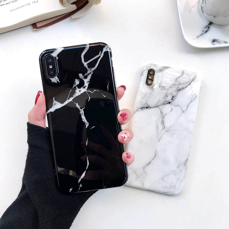 Роскошный Мраморный чехол для телефона iPhone 7 8 6 6s прочный глянцевый из ТПУ X XS Max XR
