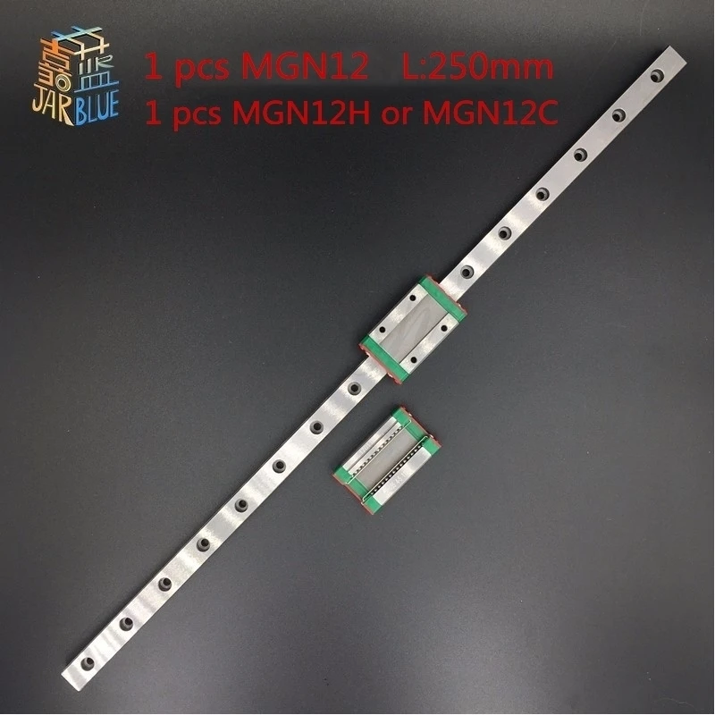 

NEW 12mm Linear Guide MGN12 250mm linear rail way + MGN12C or MGN12H Long linear carriage for CNC X Y Z Axis