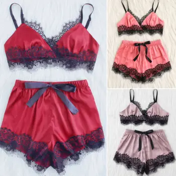 Summer New Sexy Lingerie Women Silk Lace Sleeveless Pajama Sets Babydoll Nightdress Sleepwear Sets Fashion
Summer New Sexy Lingerie Women Silk Lace Sleeveless Pajama Sets Babydoll Nightdress Sleepwear Sets Fashion