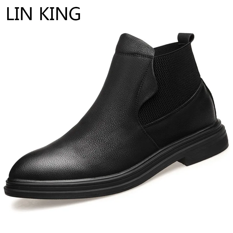 LIN KING Top Quality Men Chelsea Boots Spring Autumn Vintage Black Short Boots Slip On Ankle Boots High Top Man Casual Botas
LIN KING Top Quality Men Chelsea Boots Spring Autumn Vintage Black Short Boots Slip On Ankle Boots High Top Man Casual Botas